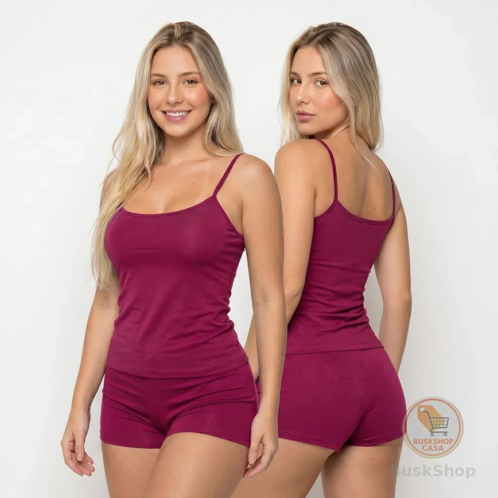 shortdoll – Conjunto Pijama Feminino Liso e Super Fresquinho. Cores diversas