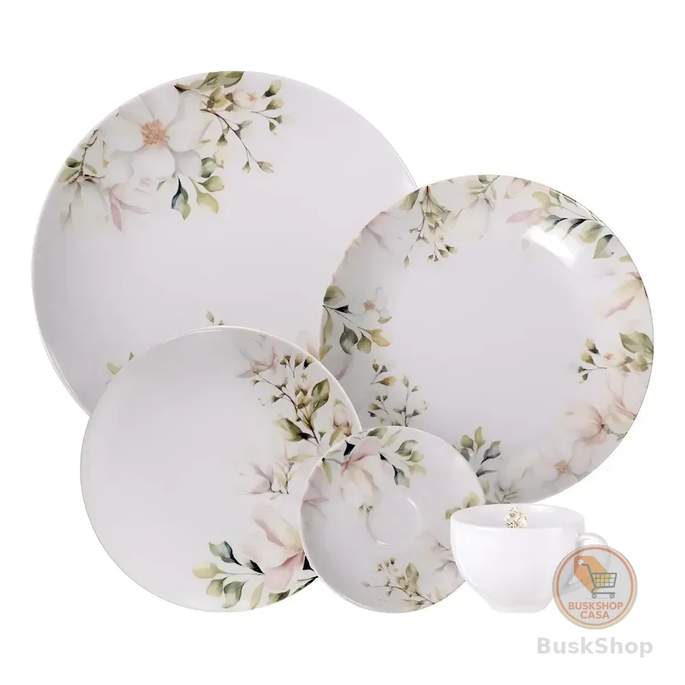 Aparelho De Jantar Magnólia Em Porcelana Decorada 20 Peças Tramontina