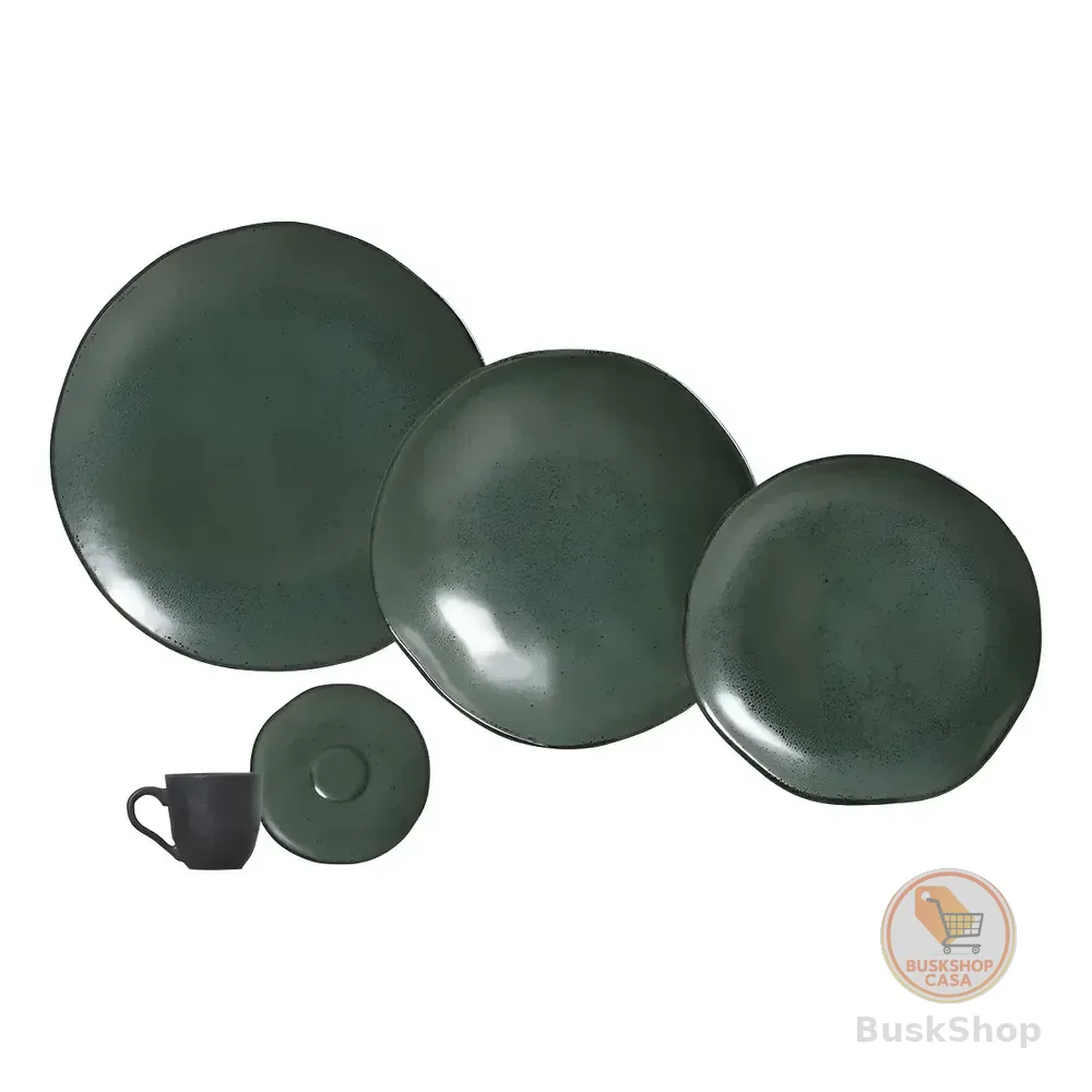 Aparelho De Jantar 30 Peças Porto Brasil Arauco Stoneware Verde Orgânico Arauco