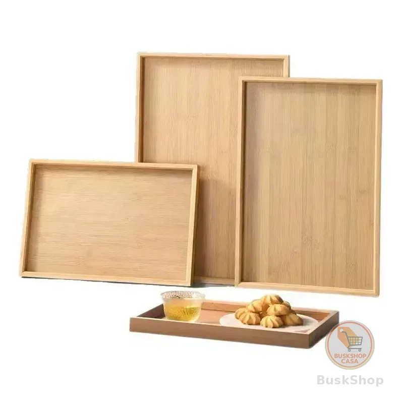 Kit 3 Bandejas De Bambu Para Cozinha Servir Decorar Conjunto Marrom-claro
