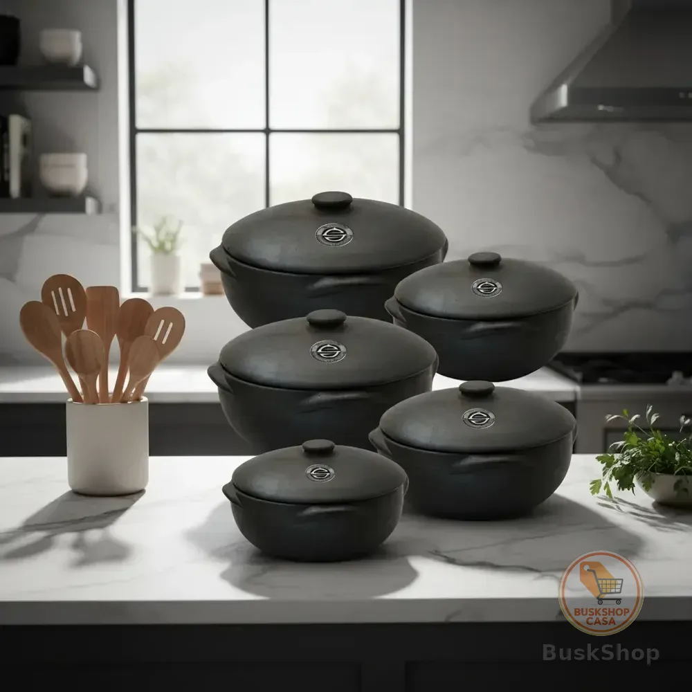 Conjunto 5 Panelas De Barro Moqueca Capixaba 0,1,2,3 E 4 Lt Preto