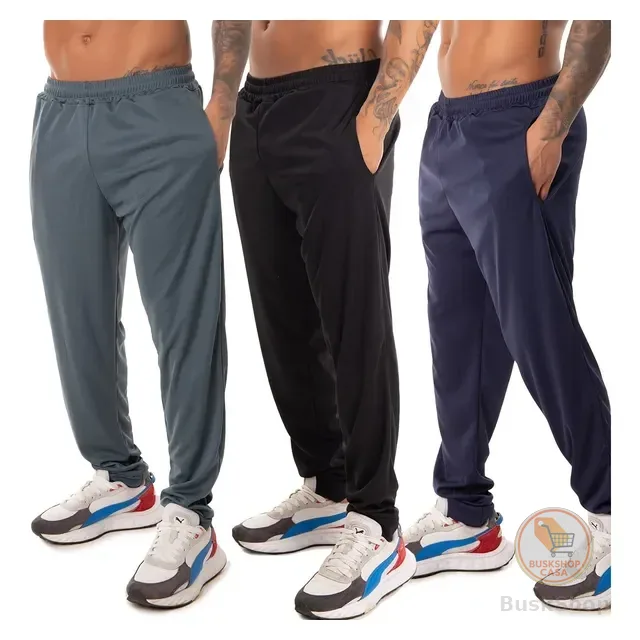 Kit 3 Calça Esportiva Elastano Academia Masculina Treino