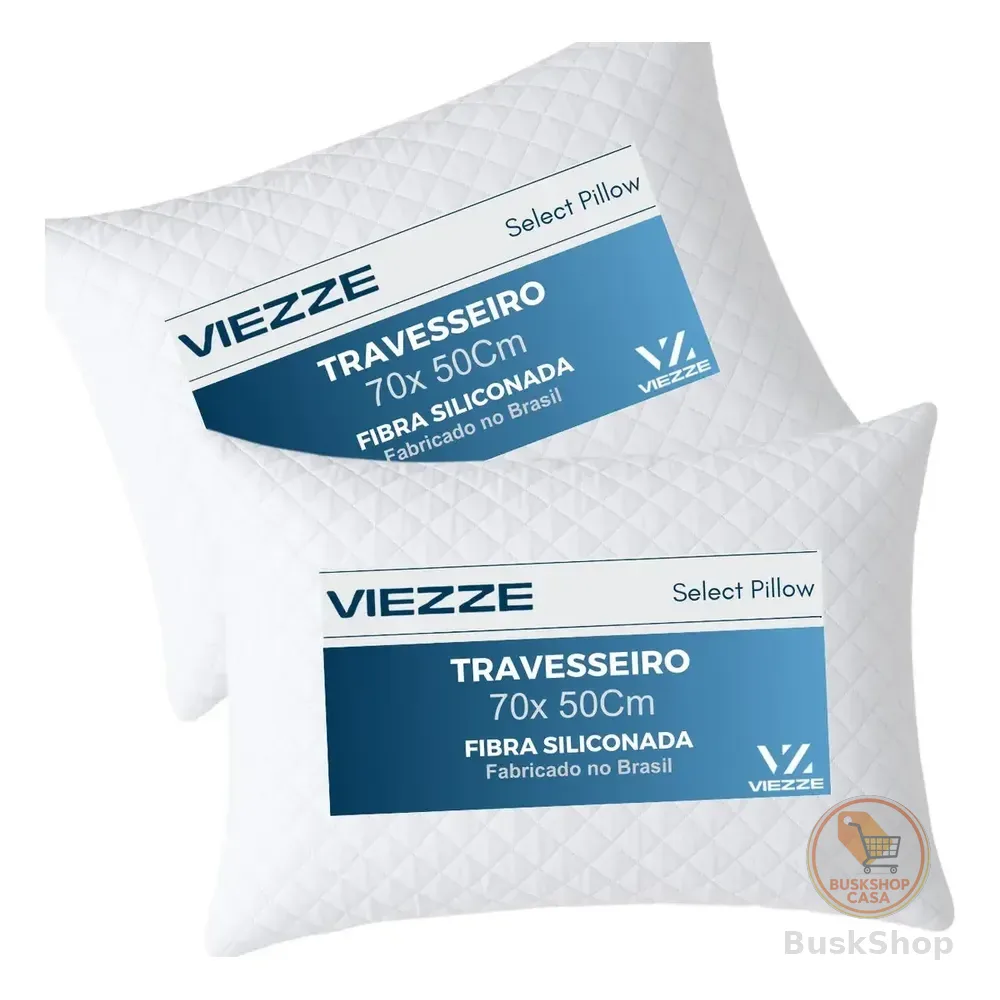 Kit 2 Travesseiros Luxo Matelado Fibra Antialérgica 70x50cm Branco