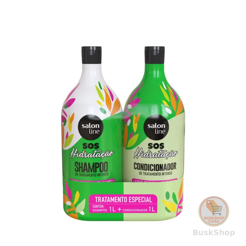 Kit S.O.S Hidratação Azeite de Oliva Shampoo e Condicionador Litrão Salon Line