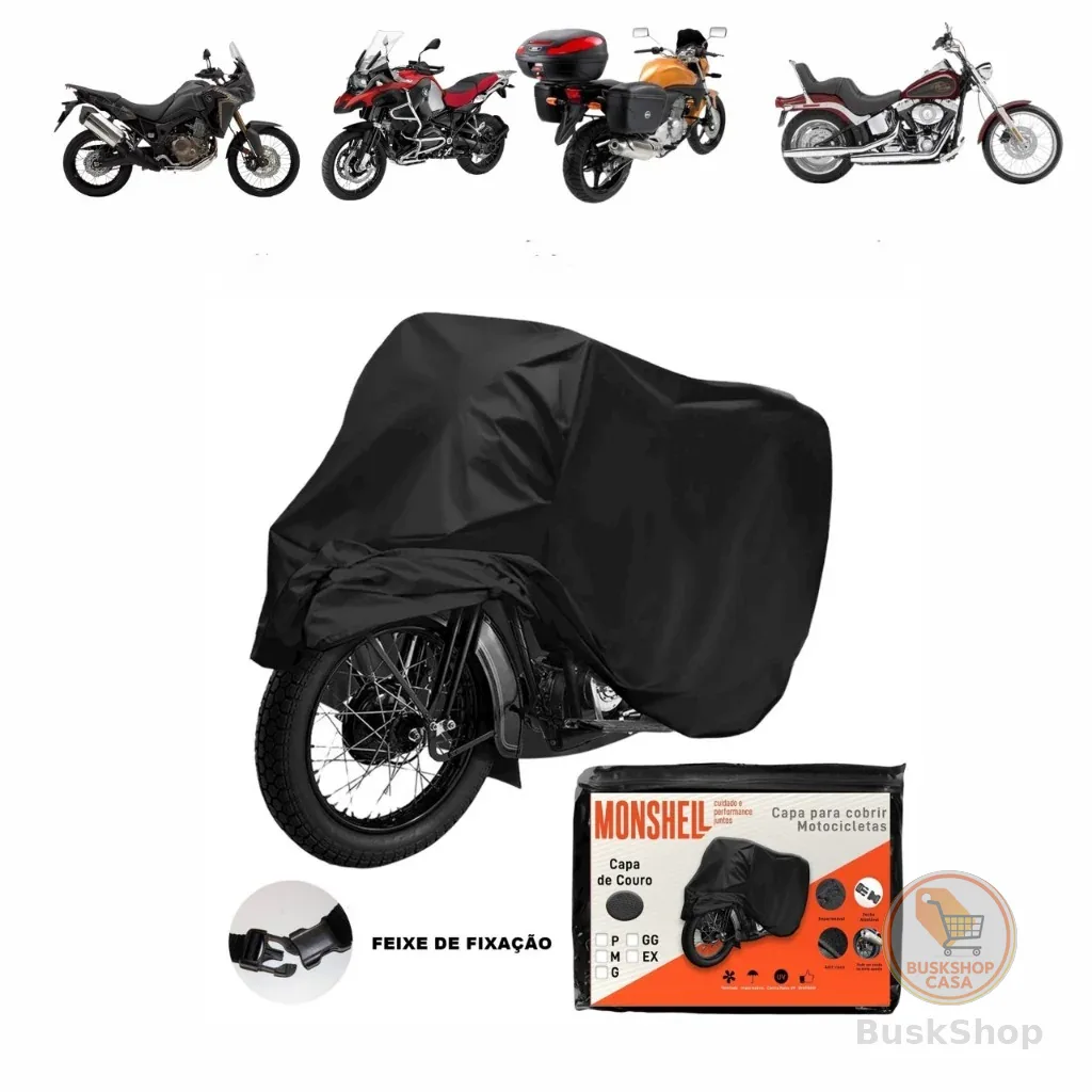 Capa Para Cobrir Moto Com Baú Custom Big Trail Couro Impermeável Protege Sol Chuva Riscos GG/EXG