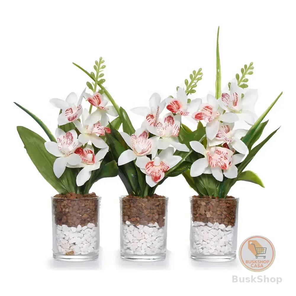 Plantas Decorativas Kit Com 3 Vasinhos Arranjo Artificial Branco