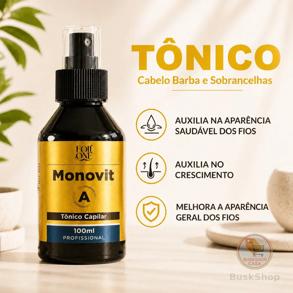 Tonico Cabelo Crescimento Monovit A Tratamento Capilar Barba e Sobrancelha