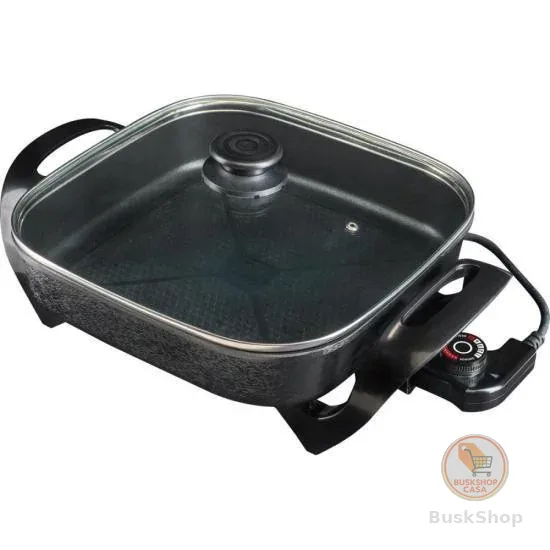 Panela Elétrica Multifuncional 127V Quadrada 30cm Grill Antiaderente Portátil Mangiare Agratto