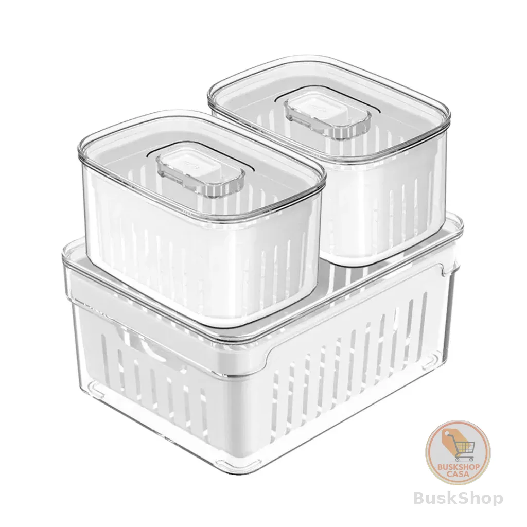 Kit 3 Organizadores de Geladeira Com Cestos Frutas Verduras Legumes Conserva Alimento Ou