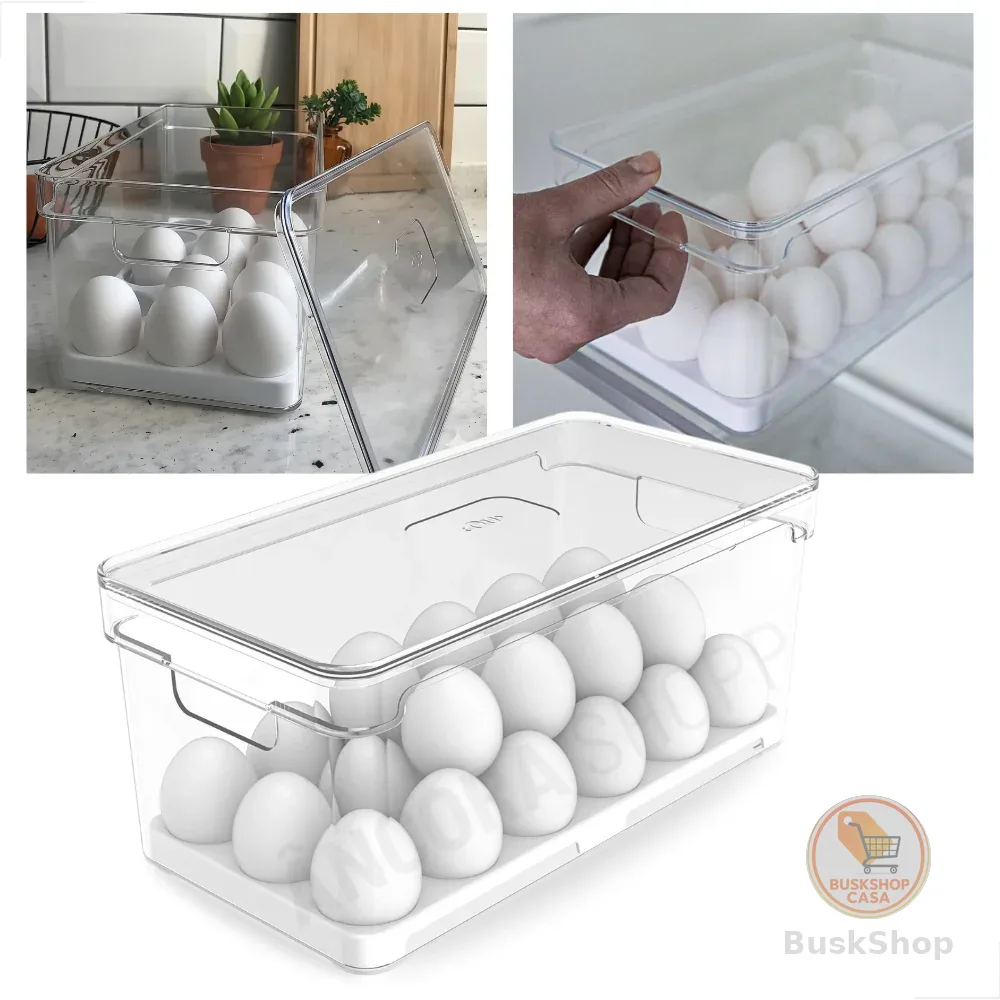 Porta Ovos e Organizador de Geladeira Com Tampa Clear Fresh 36 Unidades em Acrílico Ou Multiuso