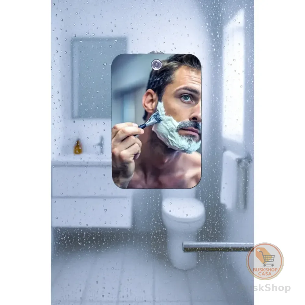 Espelho + Anti Embaçante - Box Ventosa - Barbear - Depilar Cinza