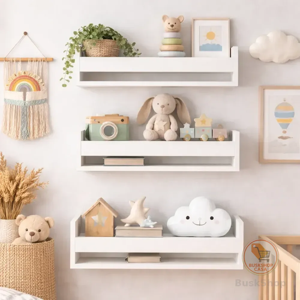 Kit 3 Prateleira Nicho Livros Infantil 50cm Branca Reforçada Branco