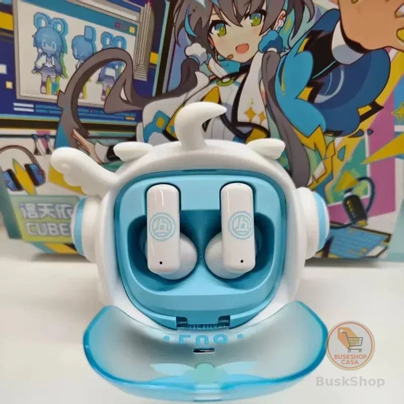 Fone de Ouvido Bilibili Oficial Luo Tianyi: Caixa Surpresa com Base de Carregamento e Personagem de Anime Fofo – Presente para Fãs