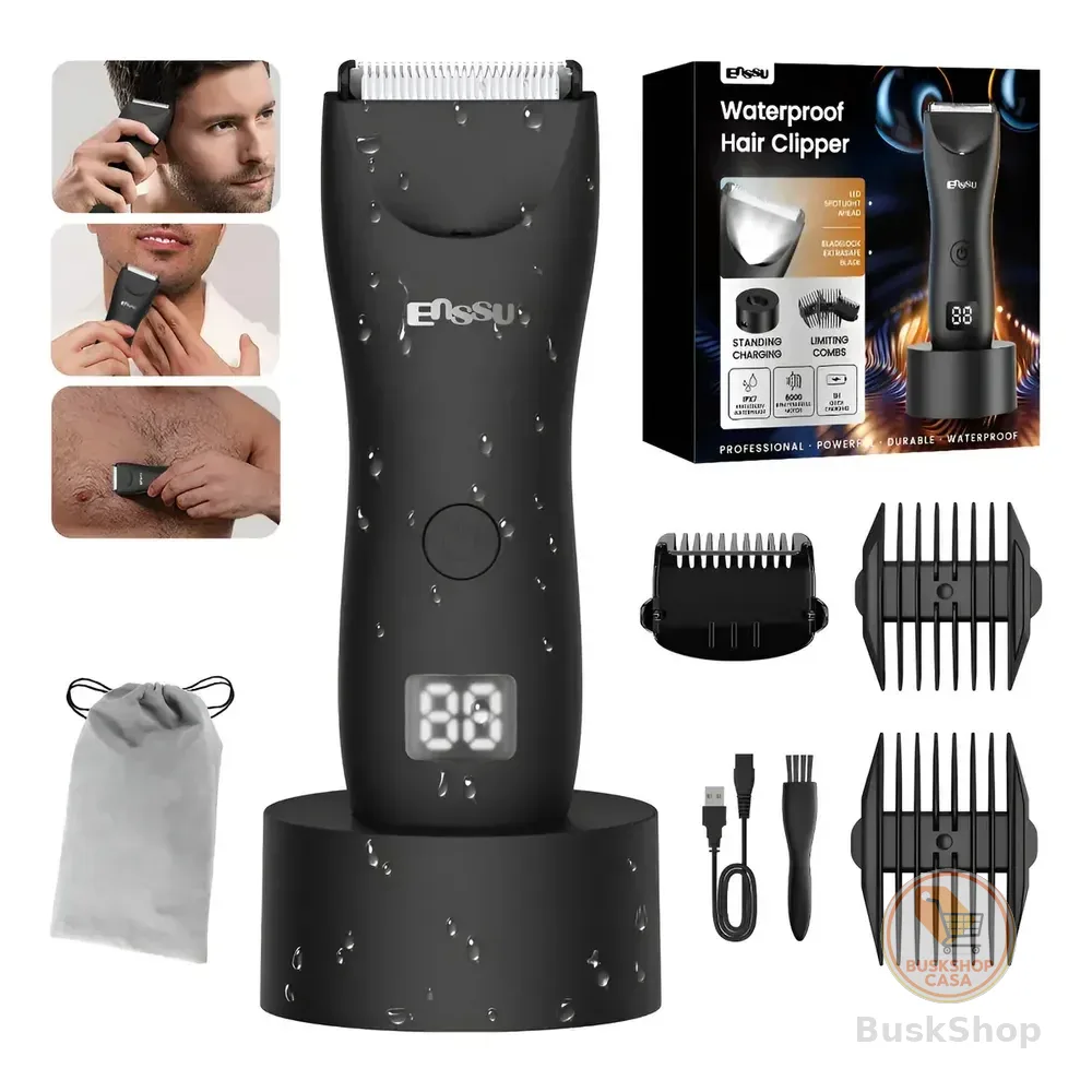 Enssu Aparador De Pelos Corporais Masculino Com Base Cor Preto 127/220v