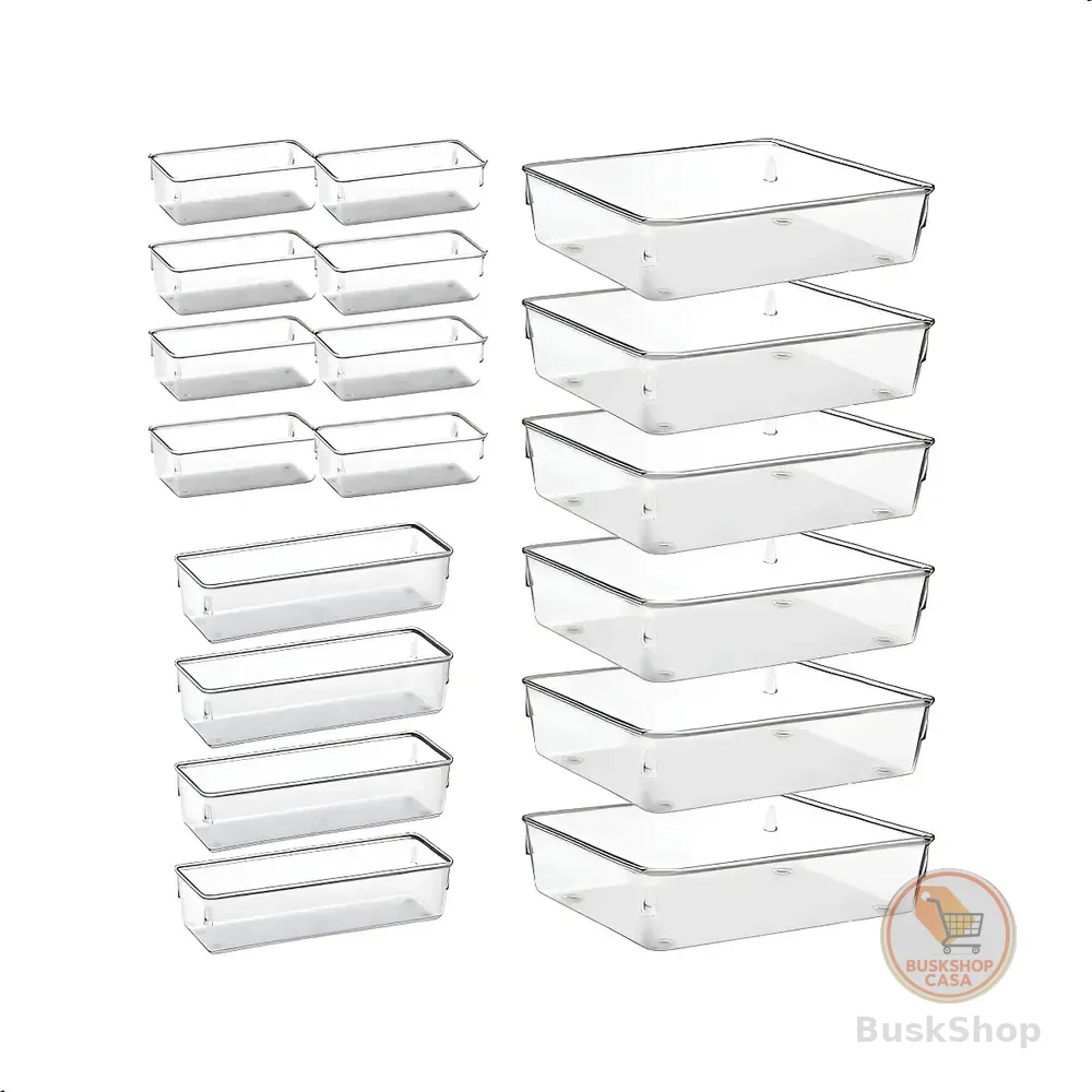Kit 18 Organizador Multiuso Modular Gavetas Acrilico Cristal Cristal