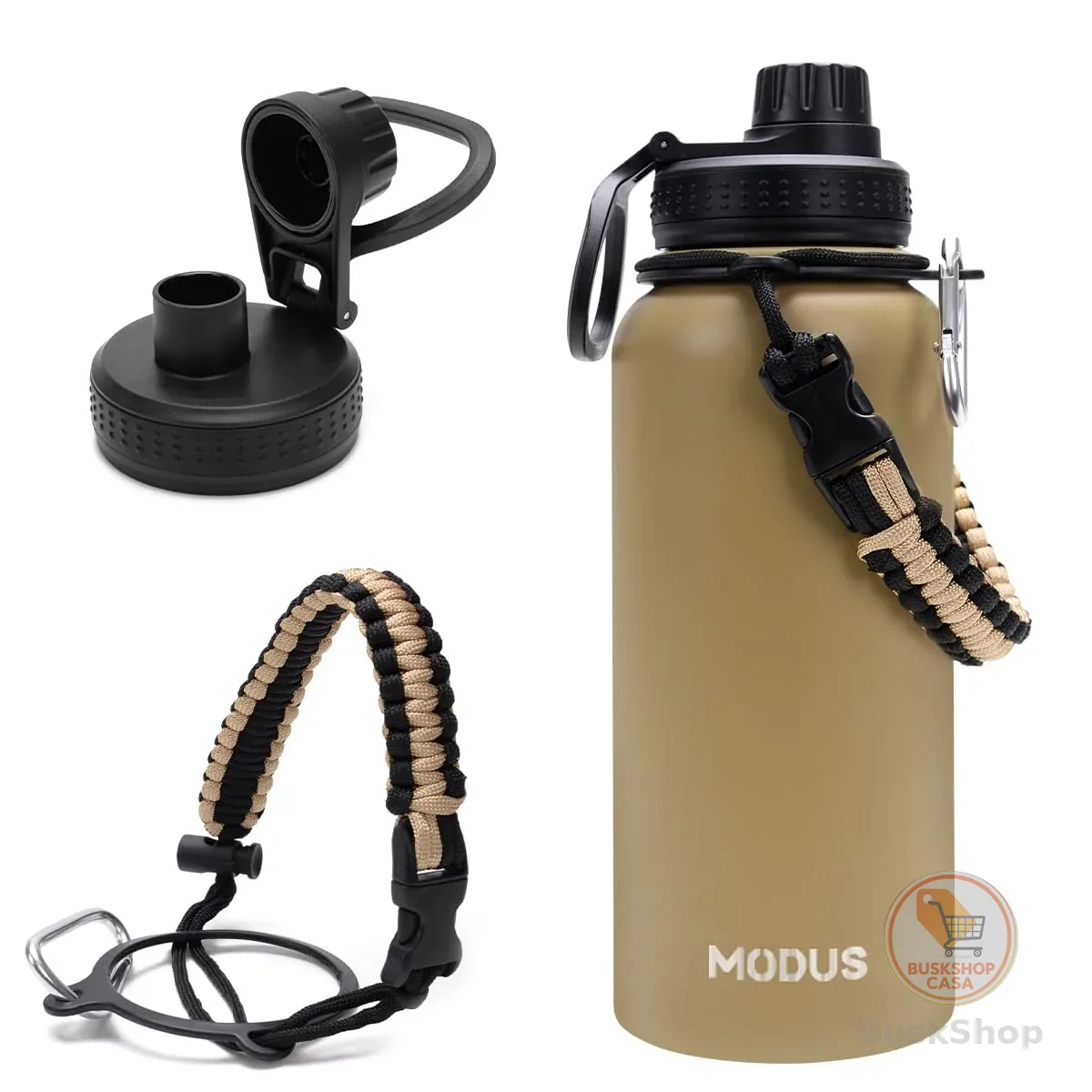 Garrafa Térmica De Água Isolada 950ml Quente & Frio De Aço Inox Com Alça (Caqui)