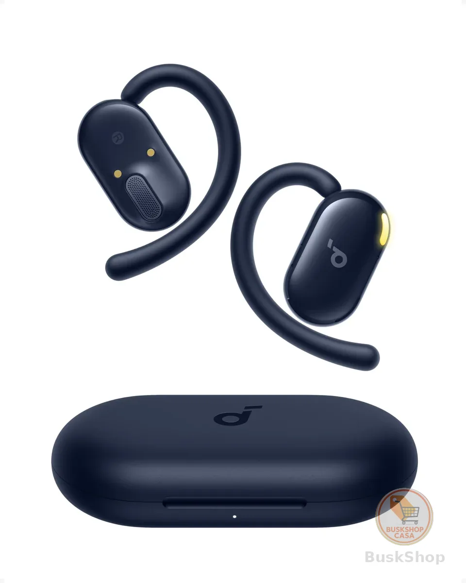 soundcore V20i da Anker, Fone de Ouvido Bluetooth 5.4 aberto e esportivo, Luzes Led com sincronização de música, Ganchos ajustáveis, Ultraconfortáveis, Encaixe perfeito, IP55, 36H de reprodução