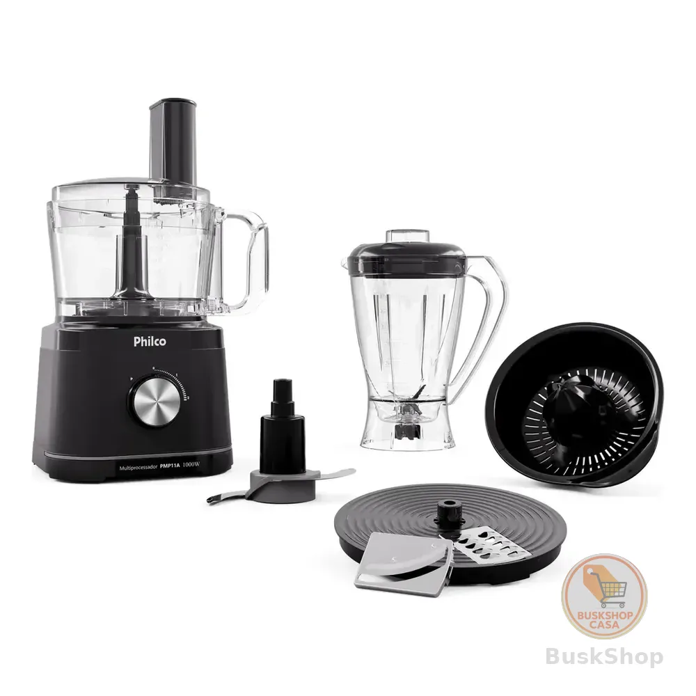 Multiprocessador Philco 5 Em 1 1000w Com Liquidificador 2,2l Preto Pmp11a 127v
