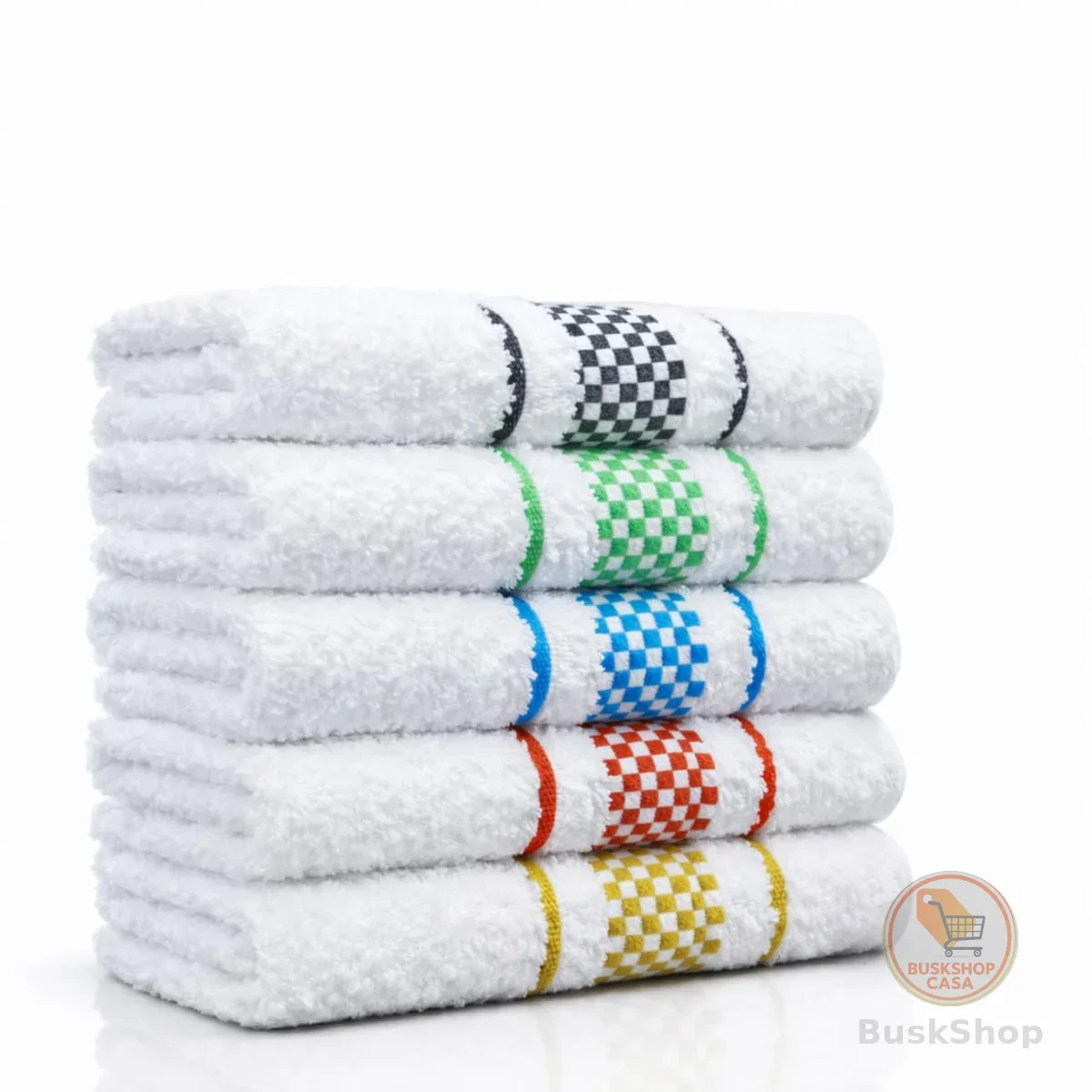 Panos de Prato Kit 5 Peças Branco Xadrez Colorido Alta Absorção