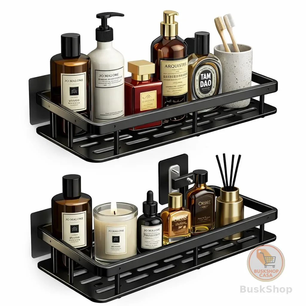 Hytalux Kit 2 Prateleiras Suporte Porta Shampoo Sabonete Banheiro Box Nicho Organizador sem Furar Parede Estilo Moderno Resistente Premium