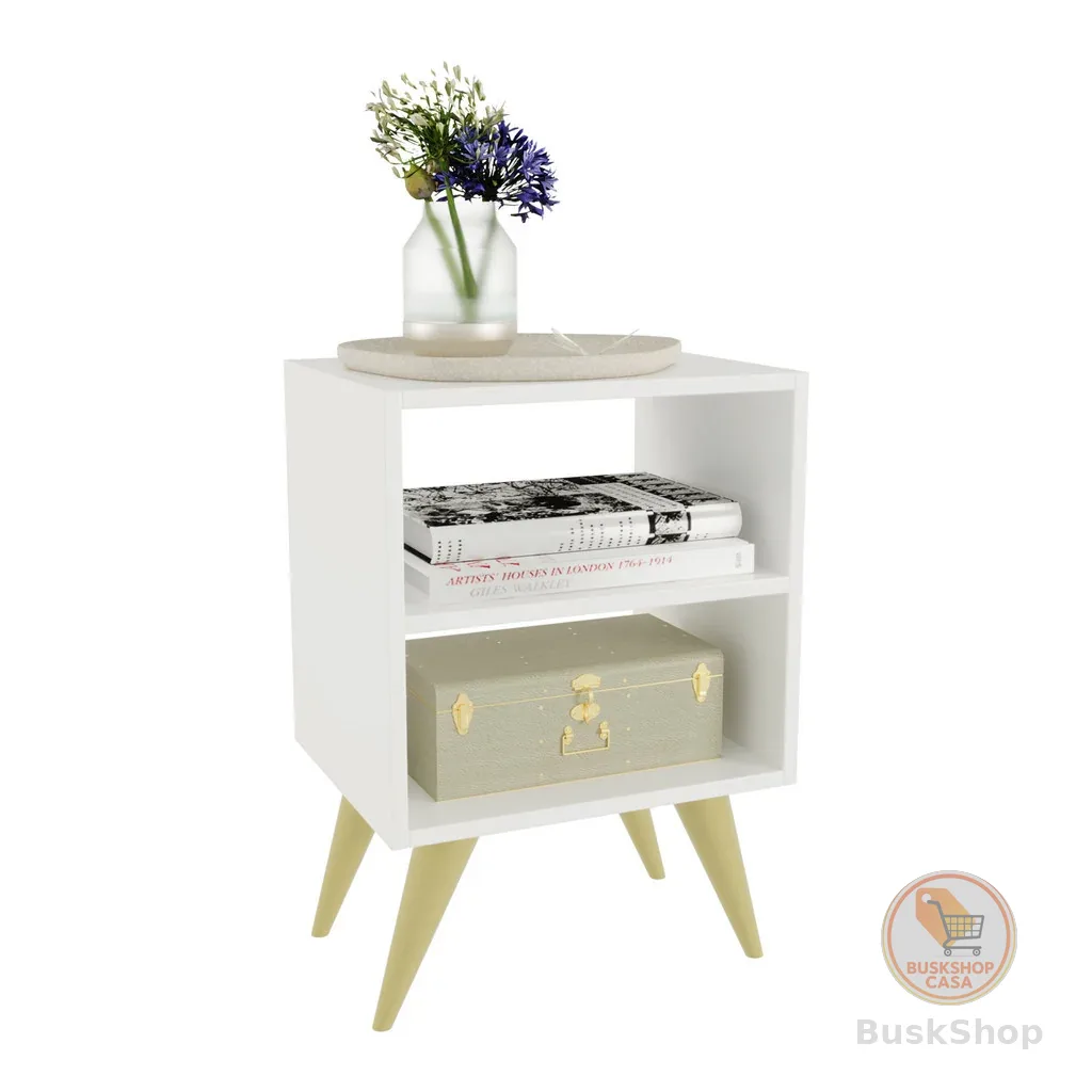 Mesa de Cabeceira Retrô Compacta com Nicho para Quarto Sala Casal ou Solteiro Palma