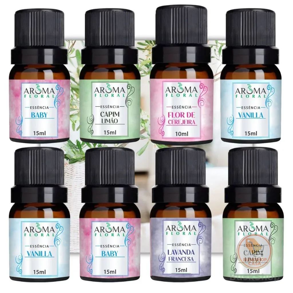 Kit com 5 Essências Para Aromatizador e Difusor Elétrico a Base de Água - Cinco Aromas
