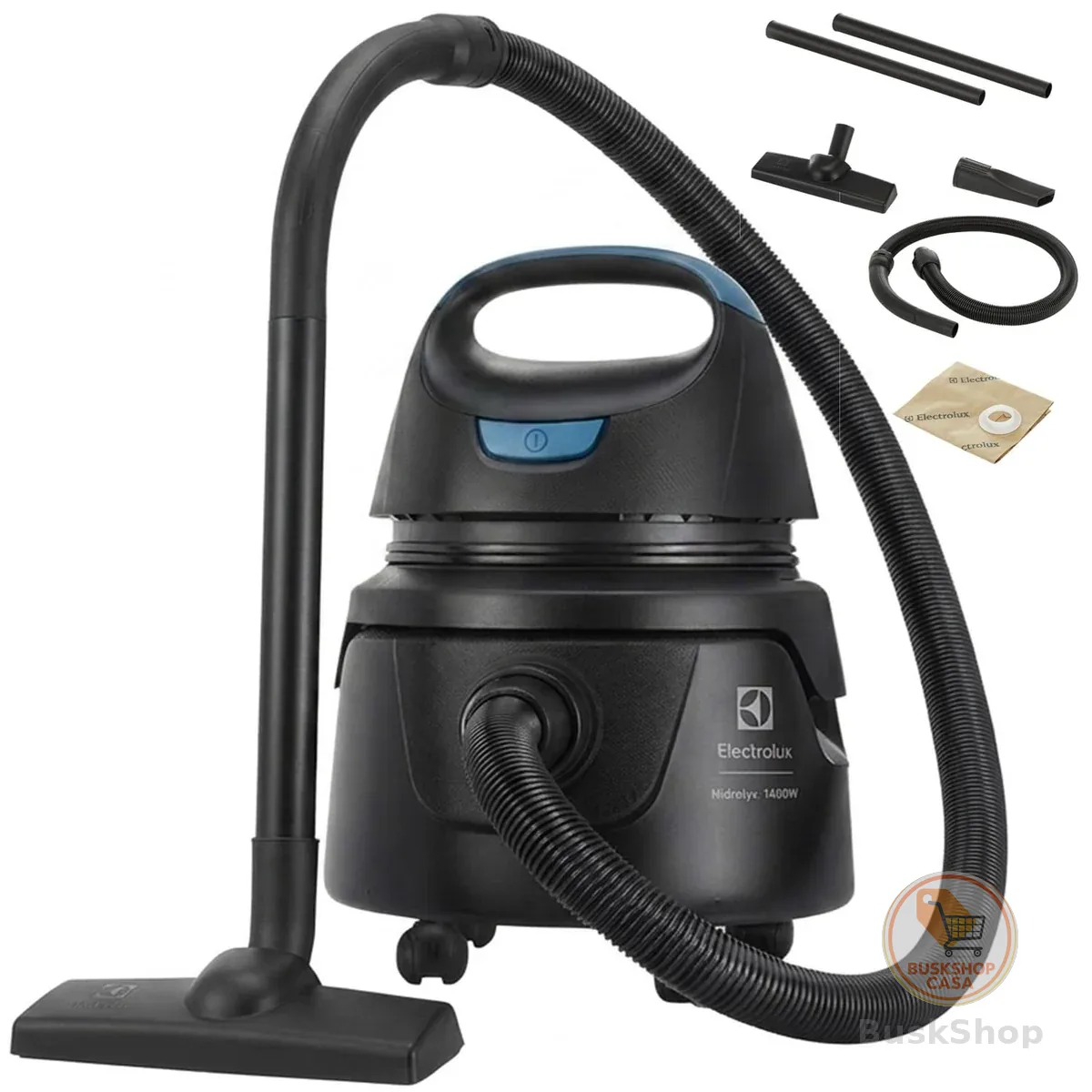 Electrolux Aspirador água pó compacto potente função sopro 1400W 12 L total 5 L util protetor termico AWD01 127V