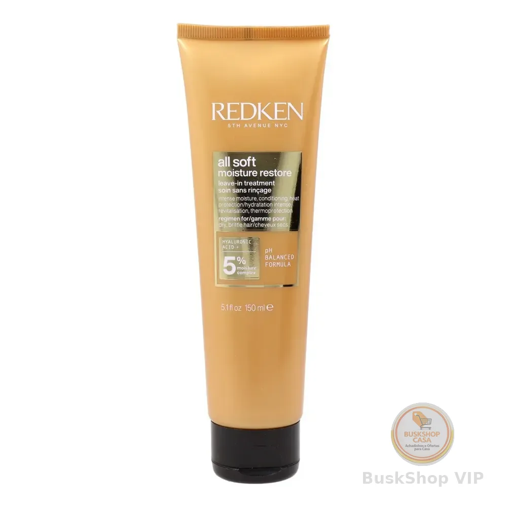 Redken Leave-in All Soft Moisture Restore, Selagem Imediata Das Cutículas E Brilho Intenso, Equilíbrio Entre Umidade E Proteína Com Ácido Hialurônico, Para Fios Secos, 150ml