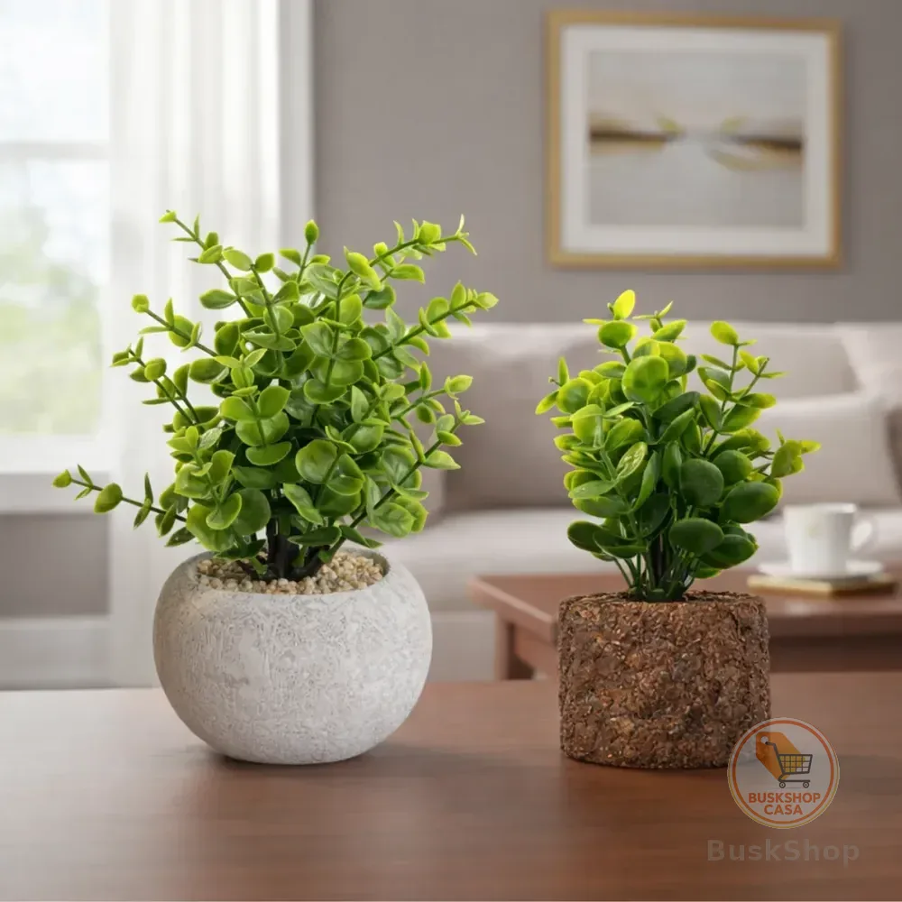 Kit 2 Vasos Decorativo Com Planta Artificial Realista Sala Realista