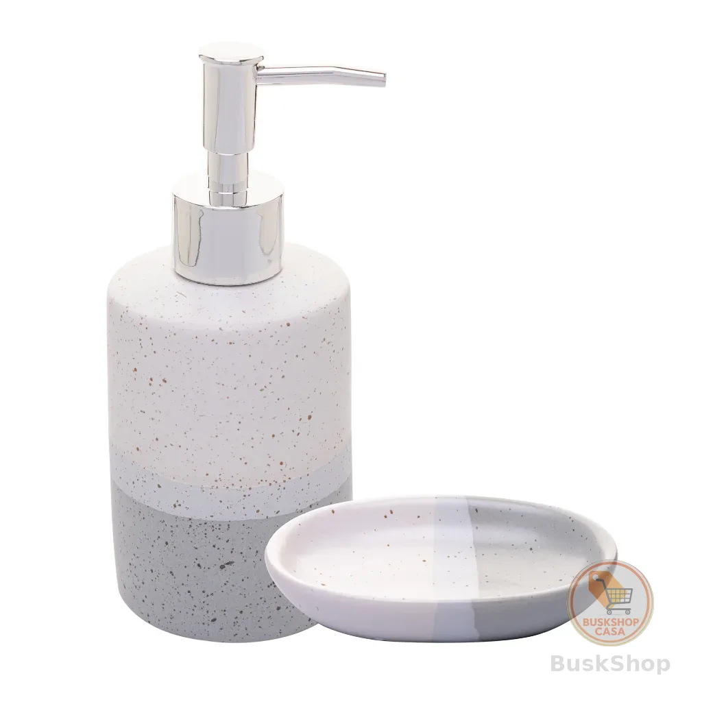 Conjunto 2 Peças para Banheiro de Cerâmica Degradê Cinza - Lyor