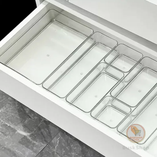 Kit 7 Organizadores Multiuso para Gavetas, Armários, Geladeiras Potes em Acrílico