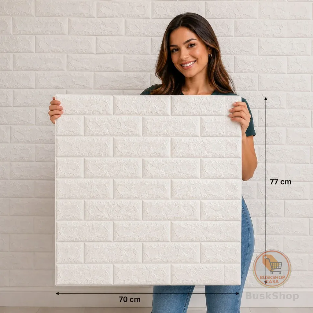 Kit Placa 3D Tijolinho 70x15 cm Autocolante Revestimento de Parede Decorativo Sala Quarto