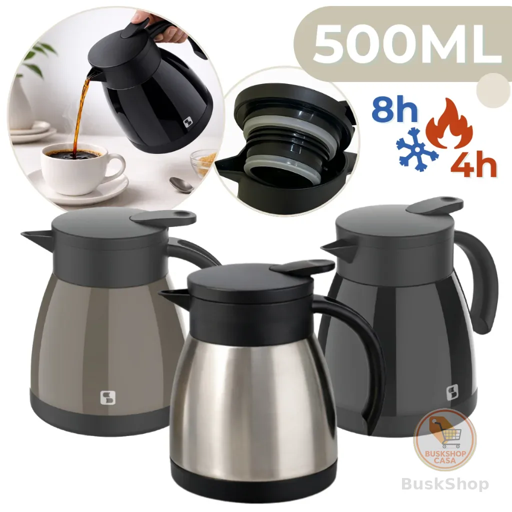 Bule Térmico Garrafa Aço Inox 500ml Café Chá Com Alça Elegance Soprano