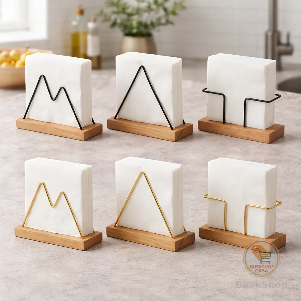 Porta Guardanapo Madeira Aço Dourado Preto Fosco Grande MDF para Mesa Cozinha Suporte ENVIO IMEDIATO
