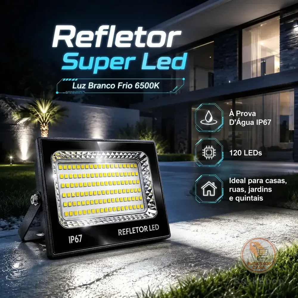 Refletor Led 400w Branco Frio 6500k Impermeável Lumi 127/220v Preto
