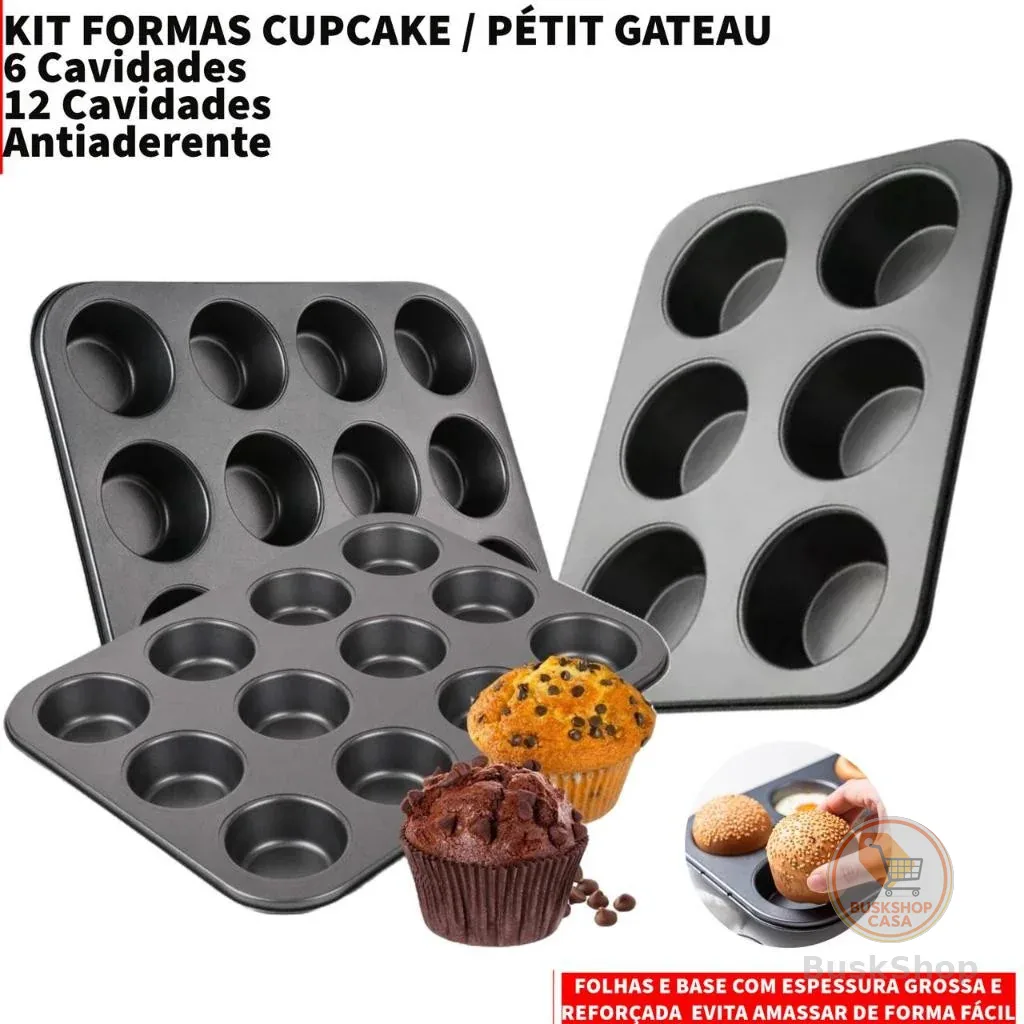 Forma Cupcake  Antiaderente Teflon Pão de Queijo Empadas Muffins Assadeira 6 Cavidades MP