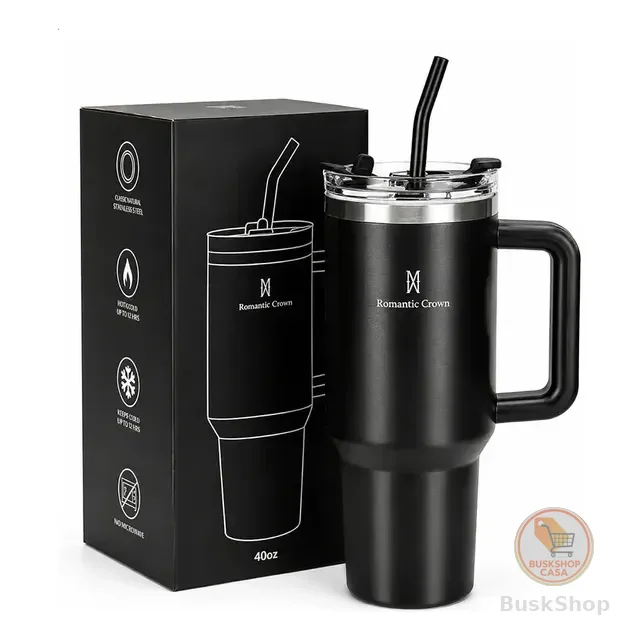 Copo Térmico Gigante 1,2l Inox Com Tampa E Inox Canudo