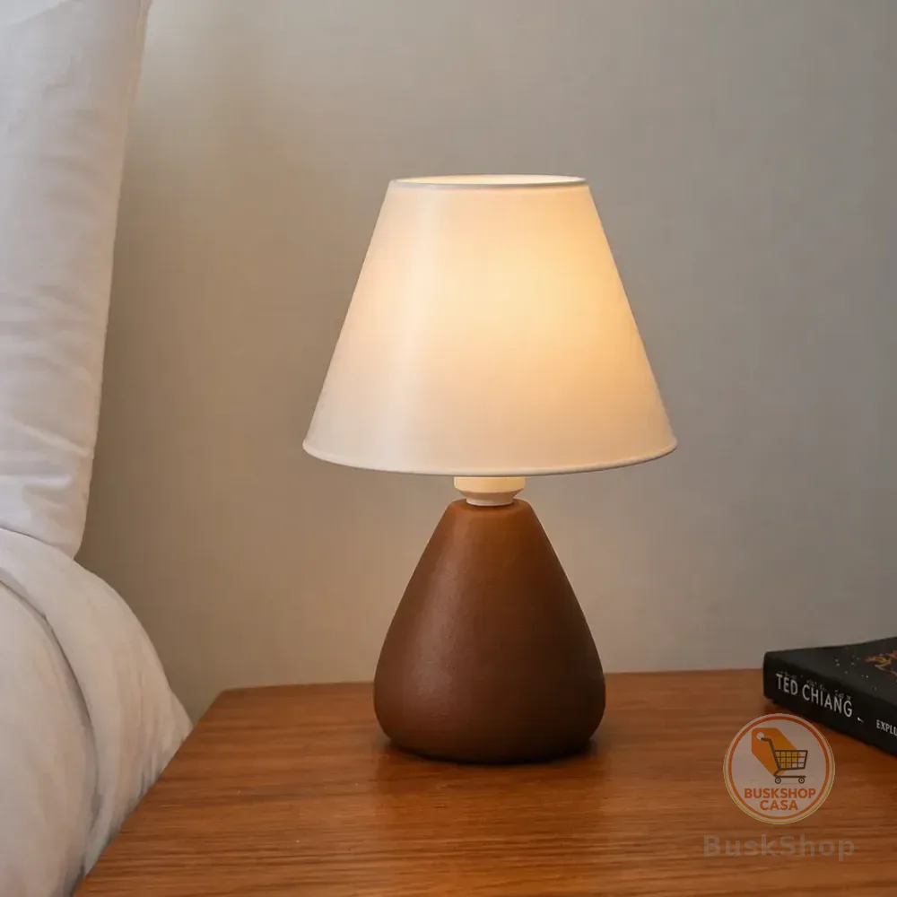 Abajur Luminária De Mesa Gota Moderno Com Lâmpada De Quarto Marrom-escuro Branco 127/220v