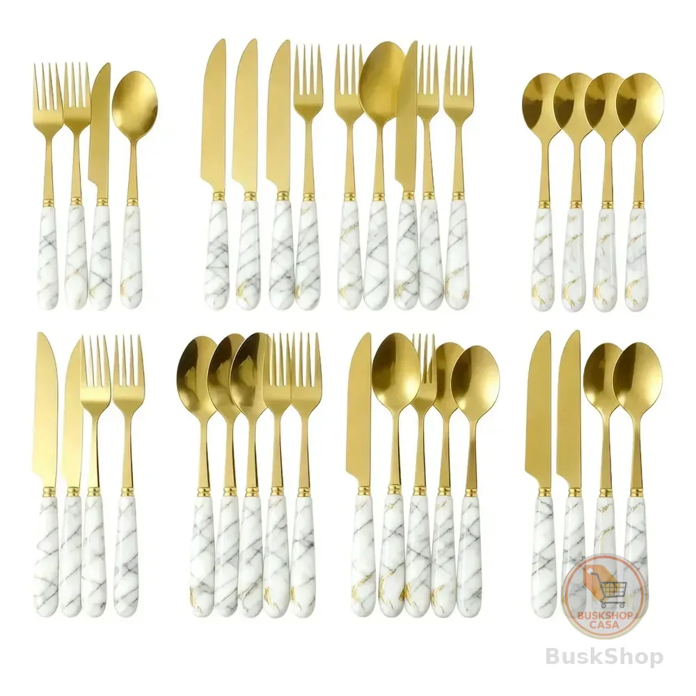 Jogo Talheres Faqueiro Aço Inox 24 Peças Cozinha Sem Suporte Branco