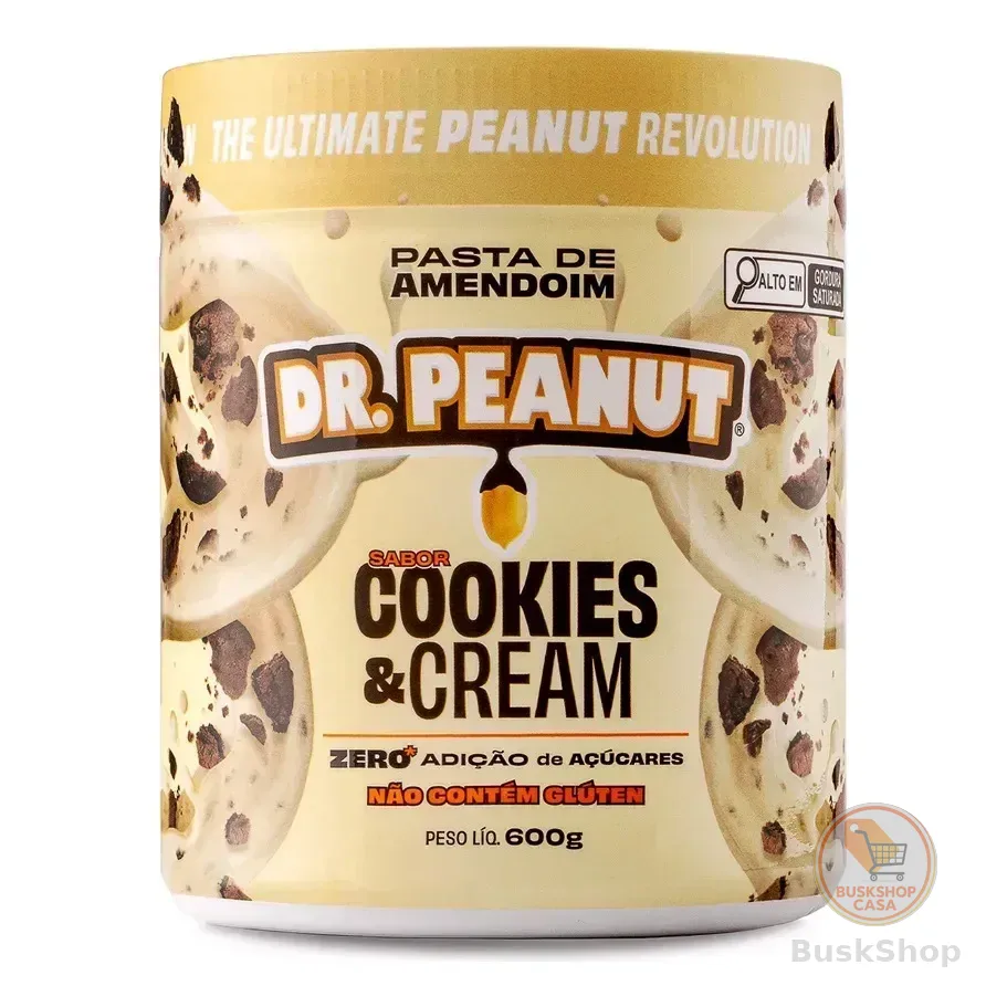 Pasta De Amendoim Dr. Peanut Sabor Cookies & Cream De 600g