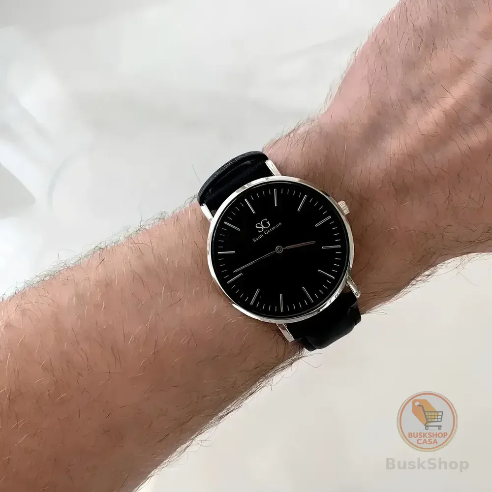 Relógio Masculino Saint Germain Murray Caixa Prateada De 40mm Preto Prateado