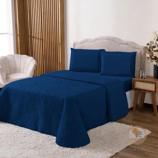 Colcha Casal 3 Peças Tecido Leve Box Luxo