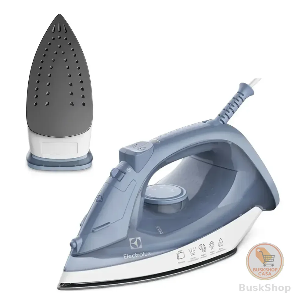 Ferro De Passar Seco E Vapor Electrolux Efficient Base Antiaderente Vapor Vertical Extra 1200w De Potência Cabo 1,35m Esi10 Azul 127v