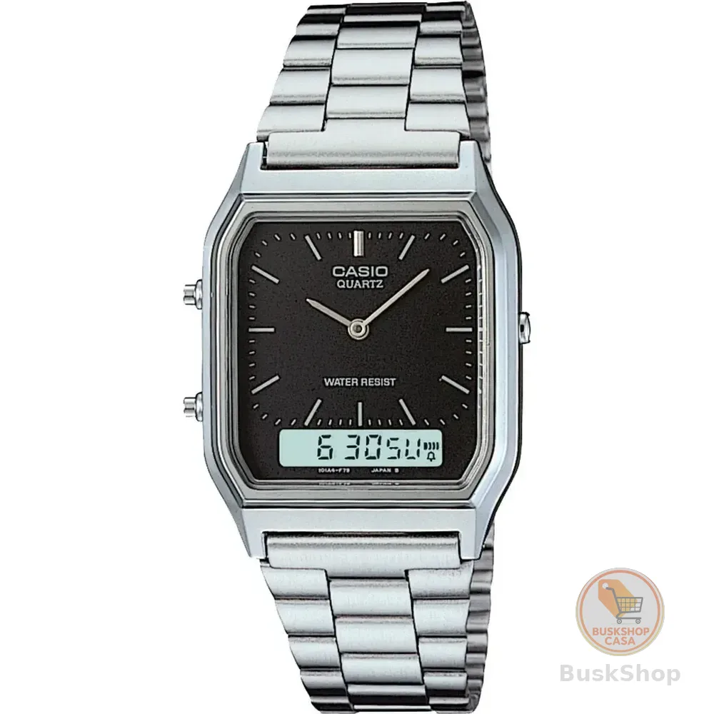 Relógio Casio Unissex Vintage Prata Aq-230a-1dmq Prateado