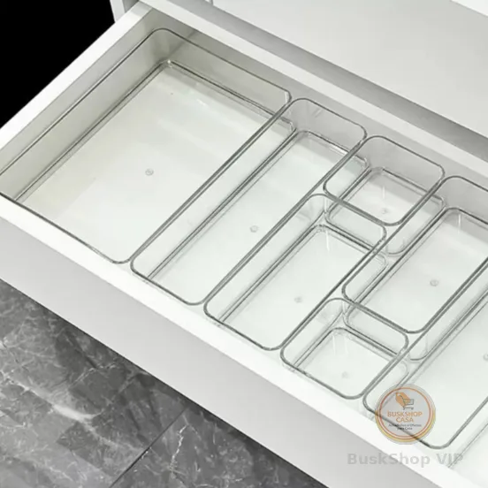 Kit 7 Organizadores Multiuso para Gavetas, Armários, Geladeiras Potes em Acrílico