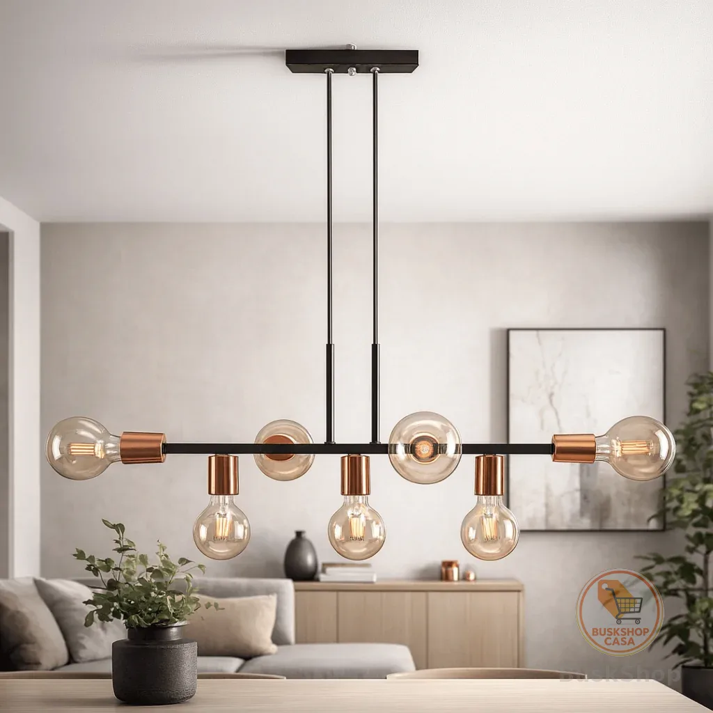 Lustre Pendente Industrial 7 Lâmpadas 68cm Moderno Decorativo Bivolt
