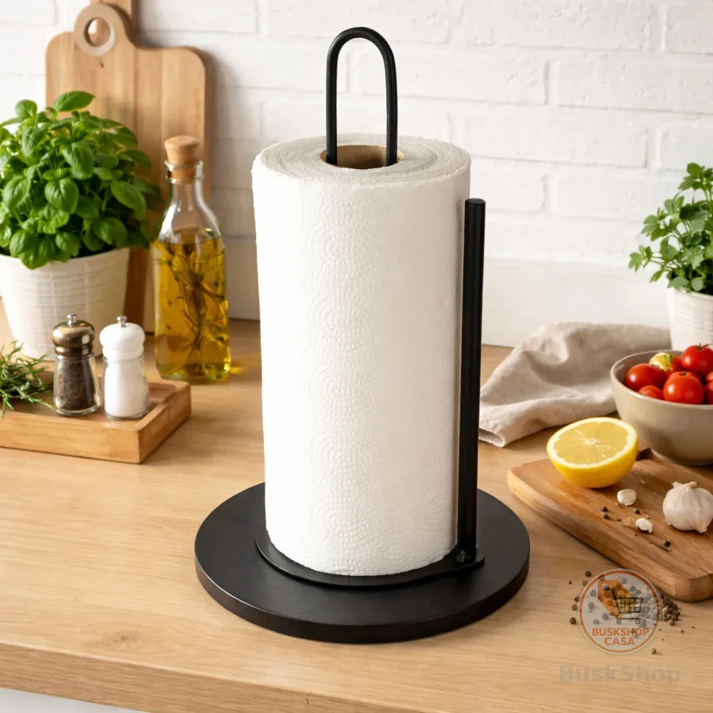 Porta Papel Toalha de Bancada Estilo – Suporte Moderno em Aço para Cozinha