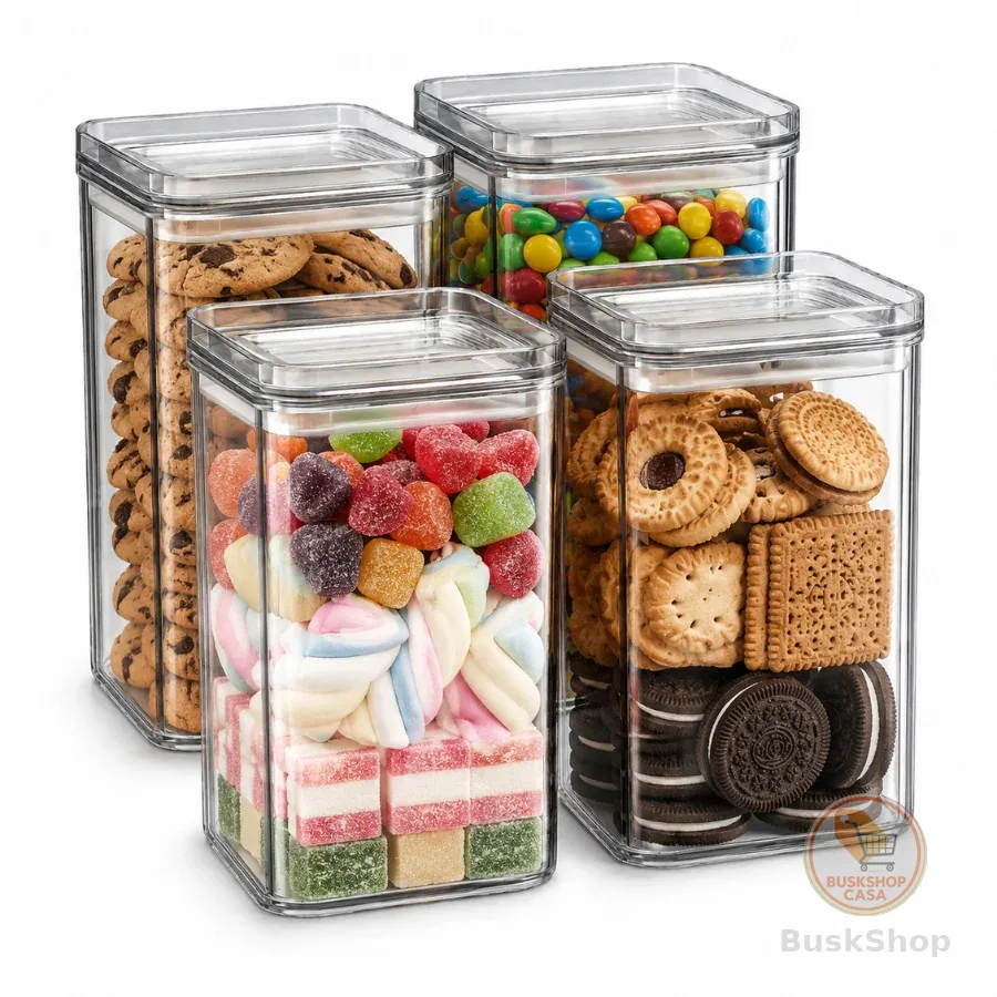 Kit 4 Potes Herméticos 1 Litro De Plastico Porta Condimentos 