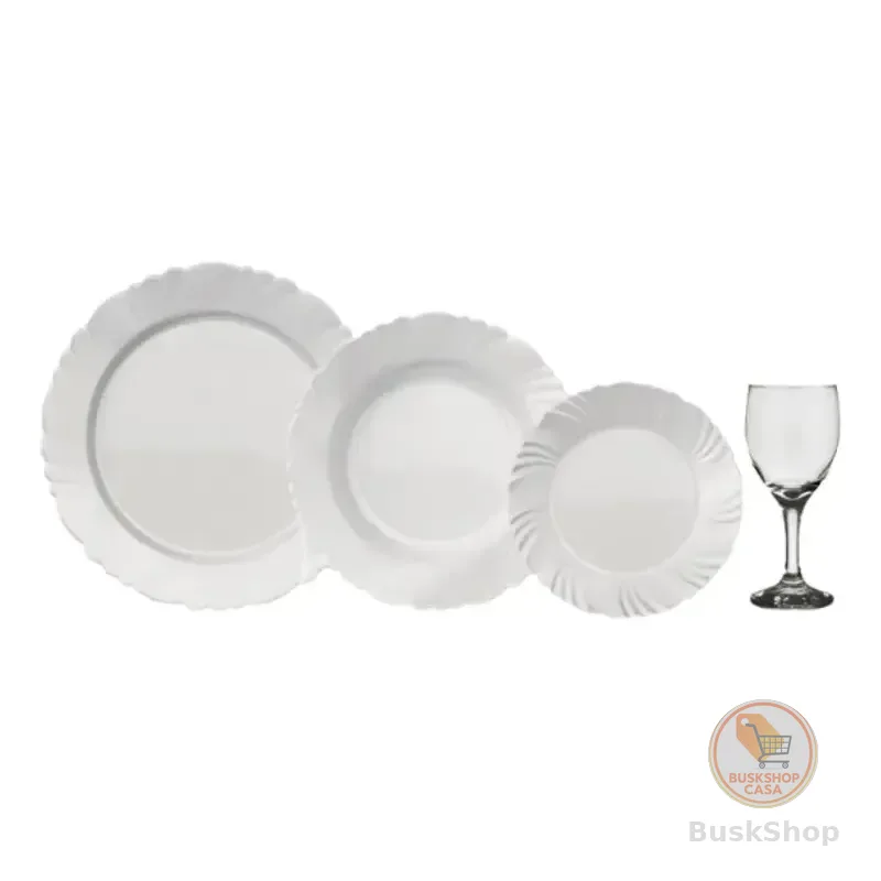 Conjunto Jantar Nadir Opaline Branco 16 Peças Vidro Temperado Liso