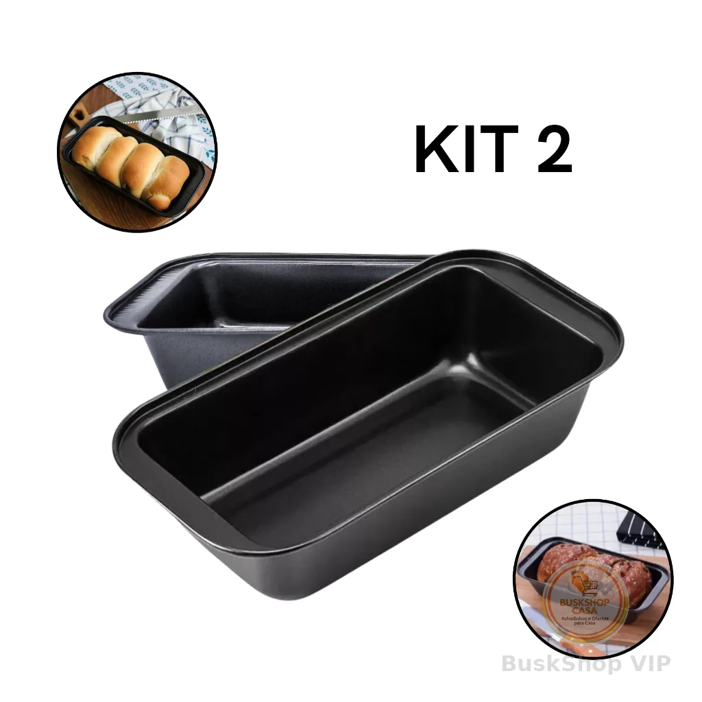 Kit 2 Forma pão antiaderente aço carbono bolos tortas não gruda